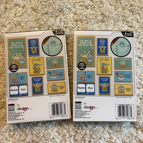 Star Wars Mandalorian Valentines Cards and Pins 2 Packs - Picture 2 of 3